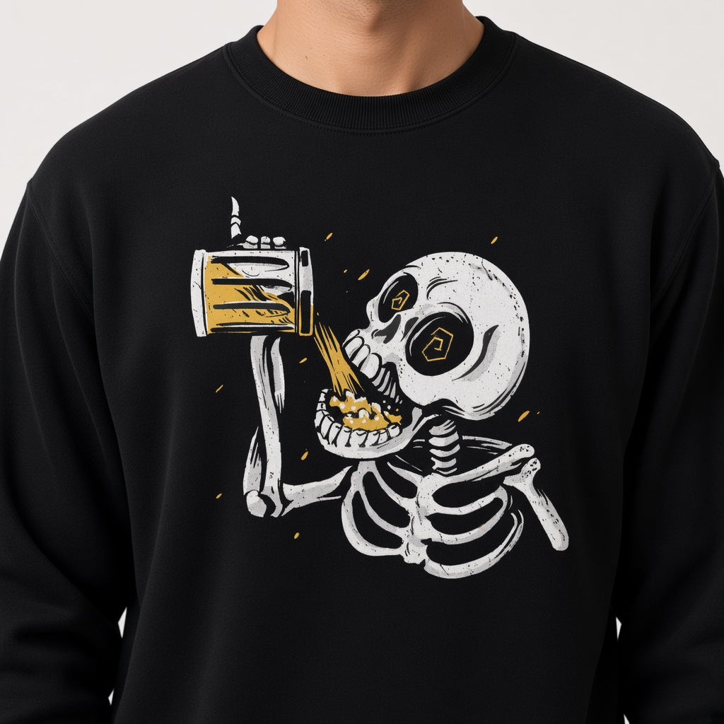 drinking skeleton sweatshirt, funny sweatshirt, graphic shirts, unisex tshirt, printed sweatshirt