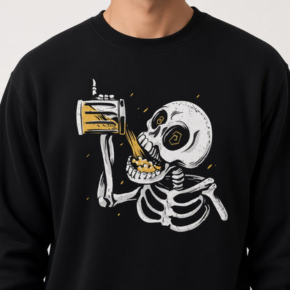 drinking skeleton sweatshirt, funny sweatshirt, graphic shirts, unisex tshirt, printed sweatshirt