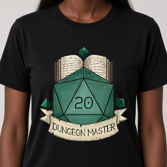 Dungeon Master Book and D20 T-Shirt