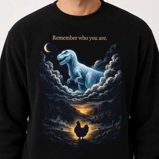 Remember Who You Are Funny Chicken and T-Rex Sweatshirt