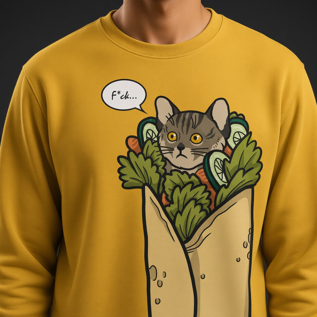 Cat kebab sweatshirt, funny sweatshirt, 3d graphic shirts, all over print (AOP)