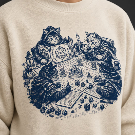 Cats Playing D&D Tabletop RPG Sweatshirt