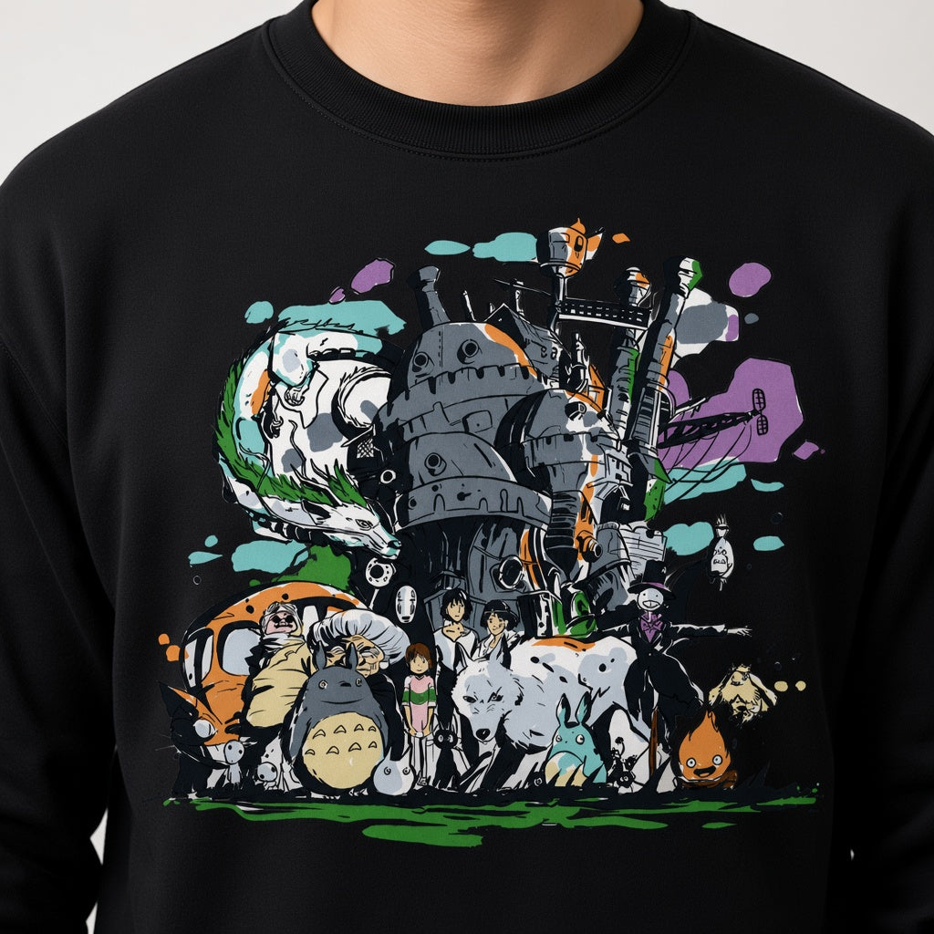 Forest Spirits Castle Collage Sweatshirt