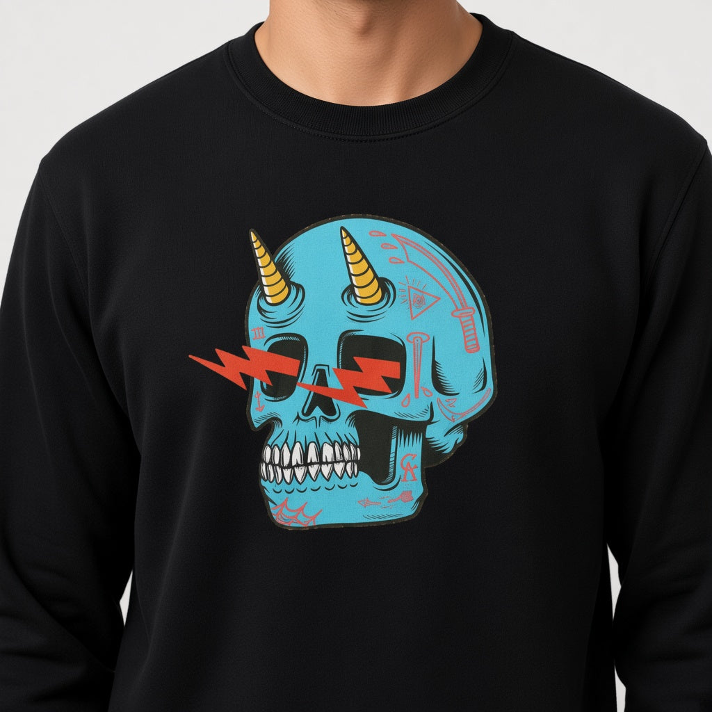 Blue skull sweatshirt, funny sweatshirt, graphic shirts, unisex tshirt, printed sweatshirt