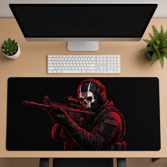 Red Skull Mask Tactical Soldier Desk Mat