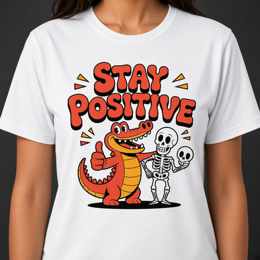 Stay Positive Alligator Thumbs Up Funny T-Shirt