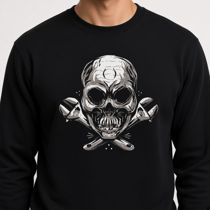 Skull with spanners sweatshirt, funny sweatshirt, graphic shirts, unisex tshirt, printed sweatshirt