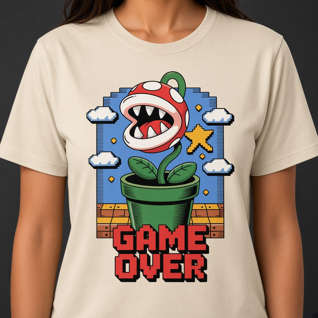 Game Over Funny Retro Pixel Plant T-Shirt