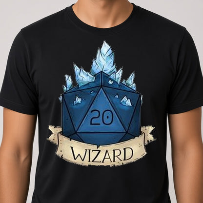 Wizard Class Dice T-Shirt for D&D Players