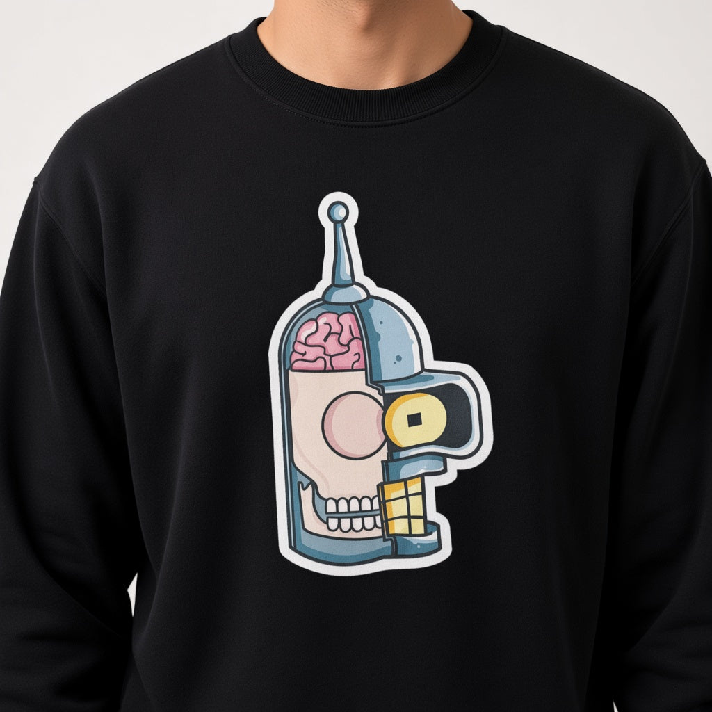 Half of bender's head sweatshirt, funny sweatshirt, graphic shirts, unisex tshirt, printed sweatshirt