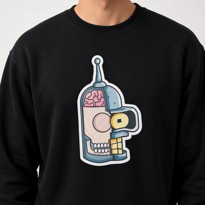 Half of bender's head sweatshirt, funny sweatshirt, graphic shirts, unisex tshirt, printed sweatshirt