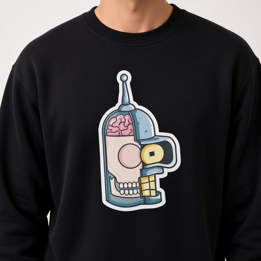 Half of bender's head sweatshirt, funny sweatshirt, graphic shirts, unisex tshirt, printed sweatshirt