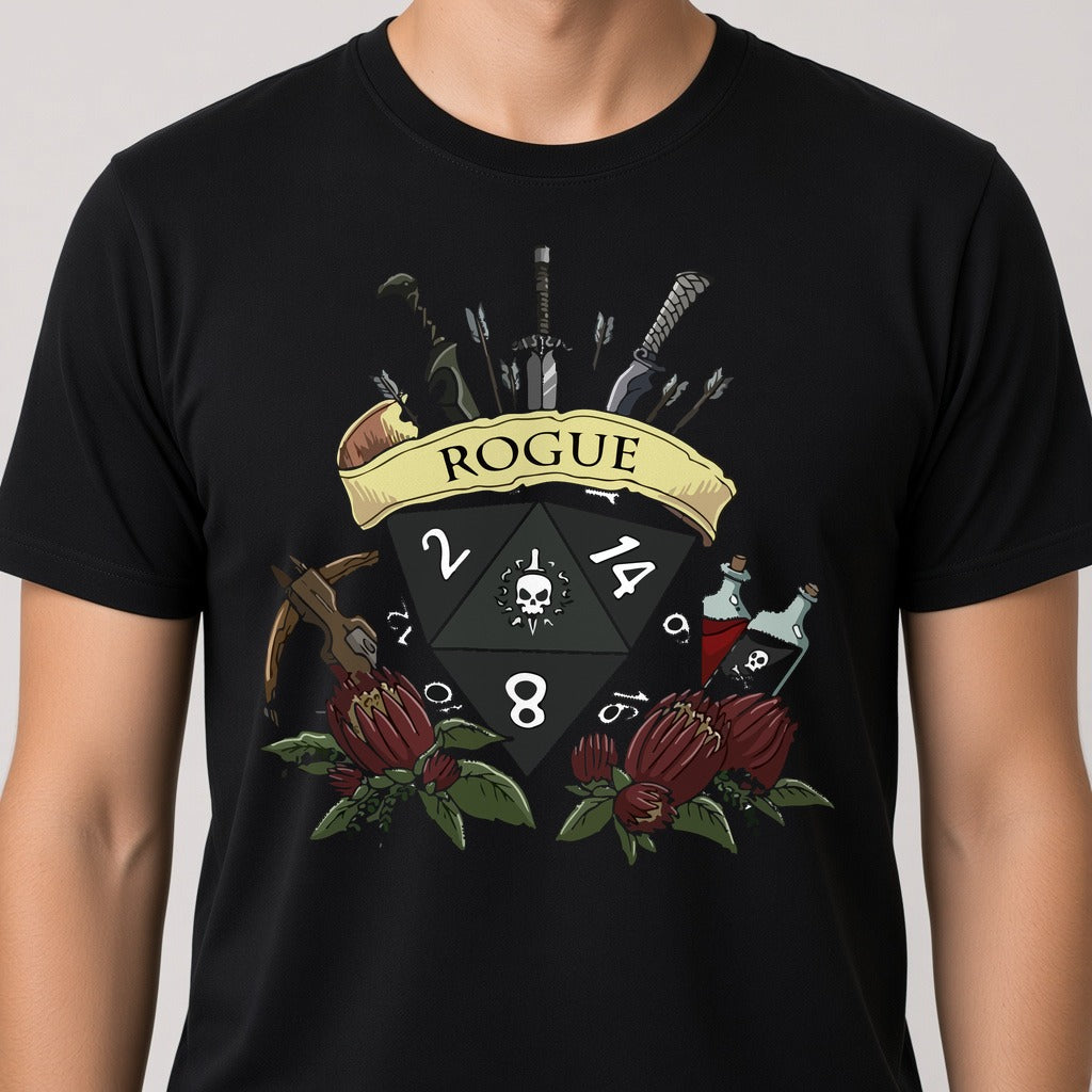 Rogue Dice Crest T-Shirt for D&D Players