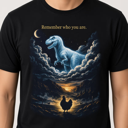 Remember Who You Are Funny Chicken and T-Rex T-Shirt