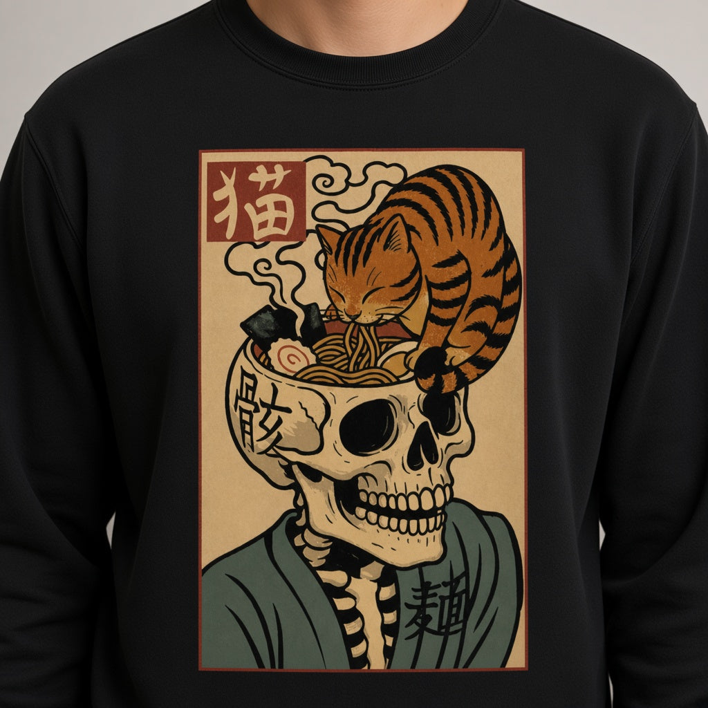 Cat Ramen Skull Sweatshirt