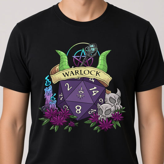 Warlock Dice Crest T-Shirt for D&D Players