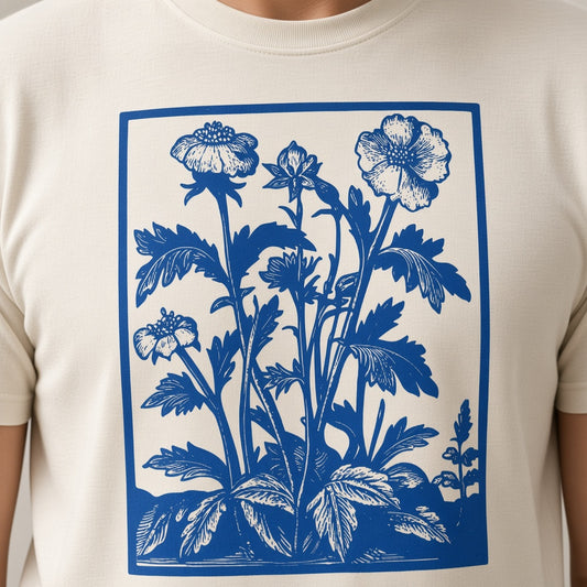 Vintage Blue Wildflower Graphic T-Shirt