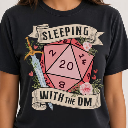 Sleeping With the DM Funny D&D D20 T-Shirt