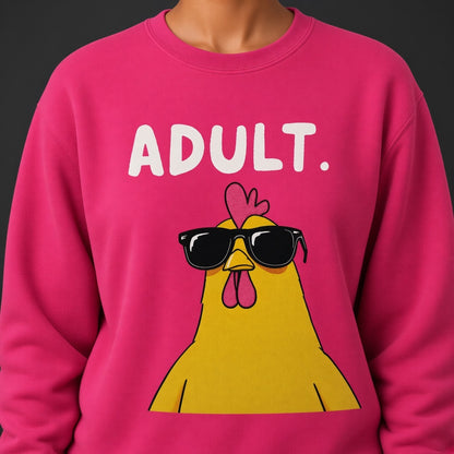 Adult Chicken in Sunglasses Funny Sweatshirt