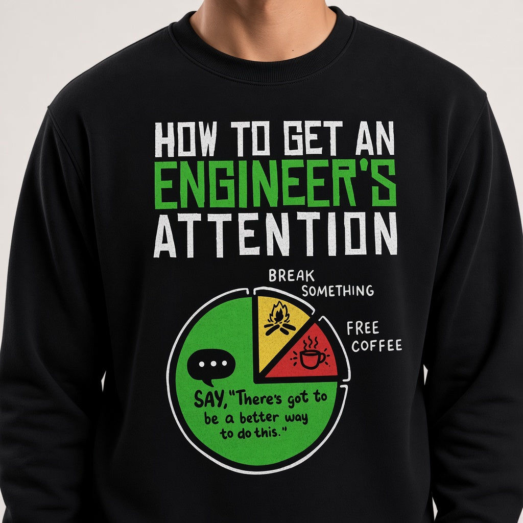 How to Get an Engineer's Attention Funny Pie Chart Sweatshirt