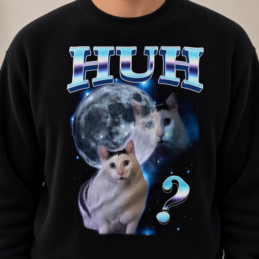 Funny Kitten HUH Meme Sweatshirt Gift for Women and Men