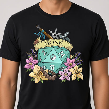 Monk Dice Crest T-Shirt for D&D Players