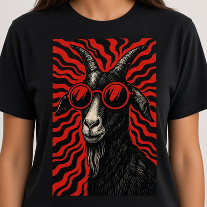 Cool Goat in Red Sunglasses Retro T-Shirt