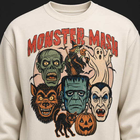 Monster Mash Retro Halloween Theme Sweatshirt