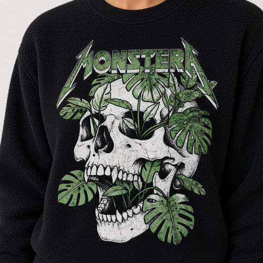 Monstera Funny Skull Plant Sweatshirt