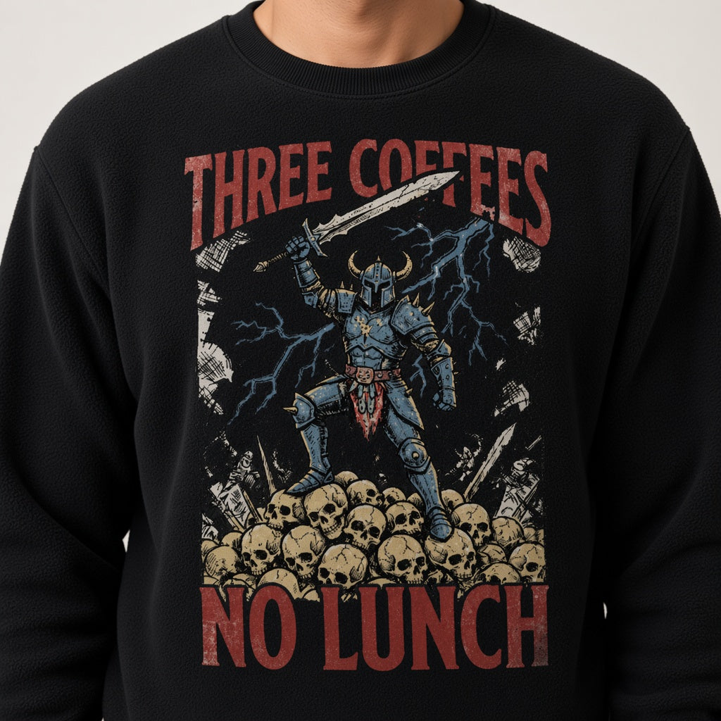 Three Coffees No Lunch Sweatshirt