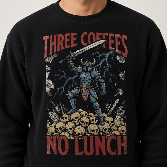 Three Coffees No Lunch Sweatshirt