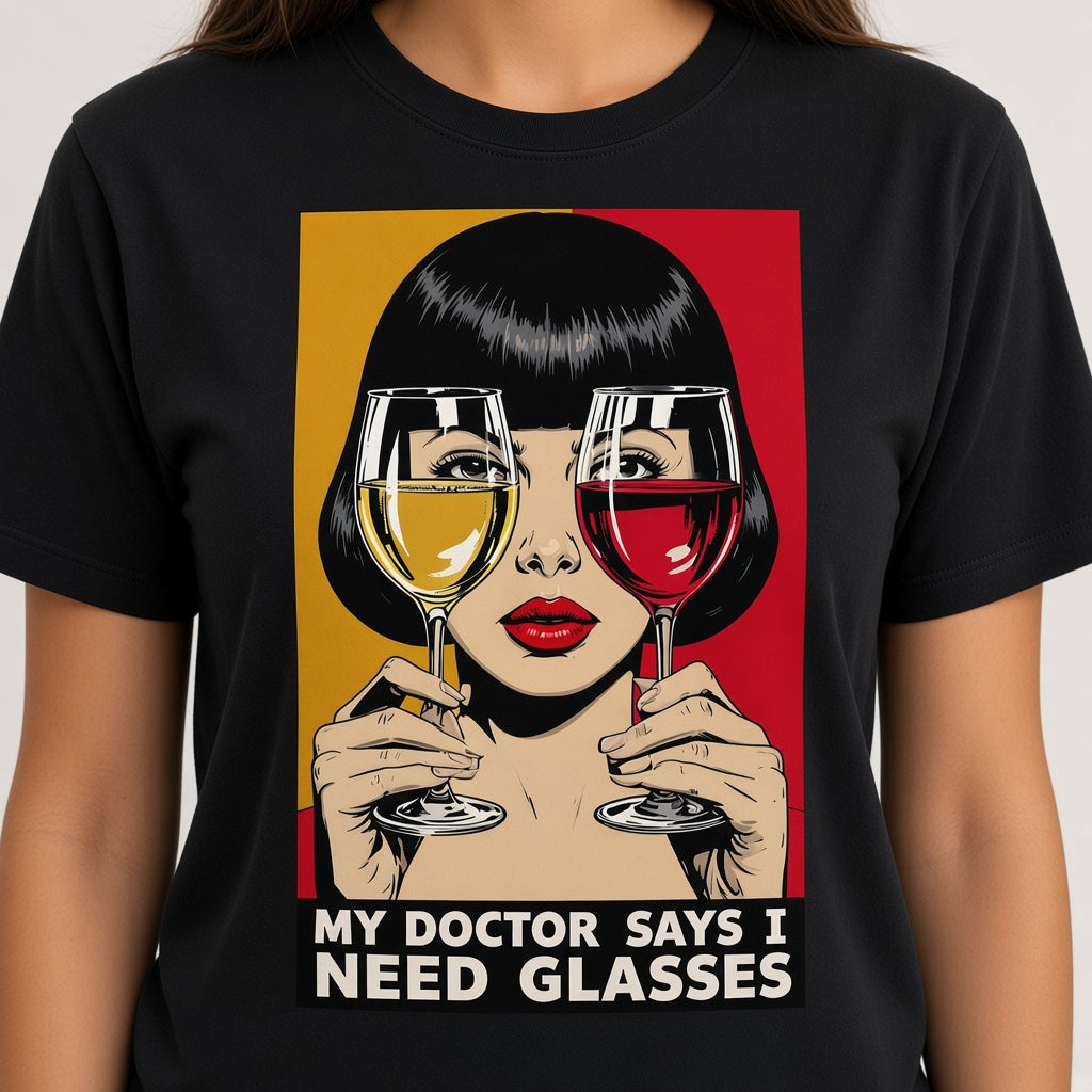 My Doctor Says I Need Glasses Funny Wine T-Shirt