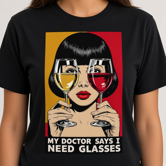 My Doctor Says I Need Glasses Funny Wine T-Shirt