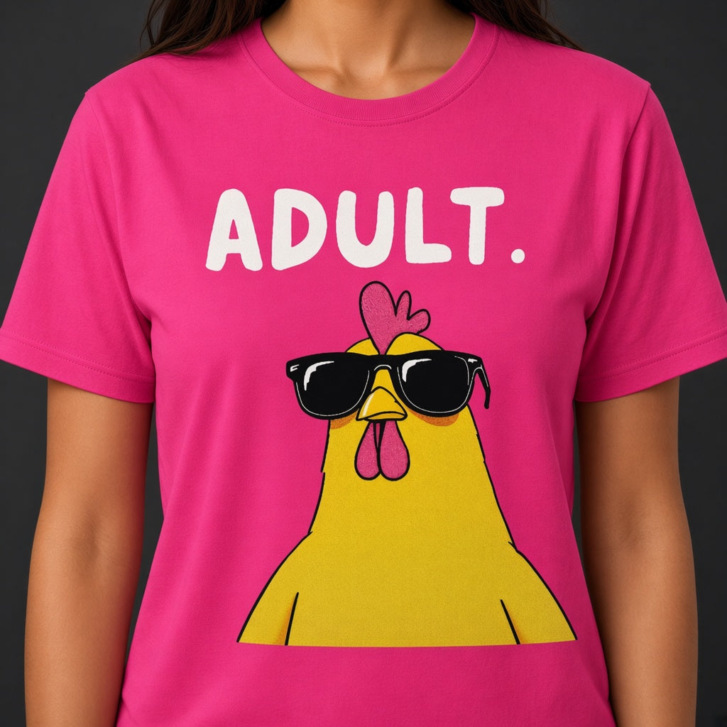 Adult Chicken in Sunglasses Funny T-Shirt