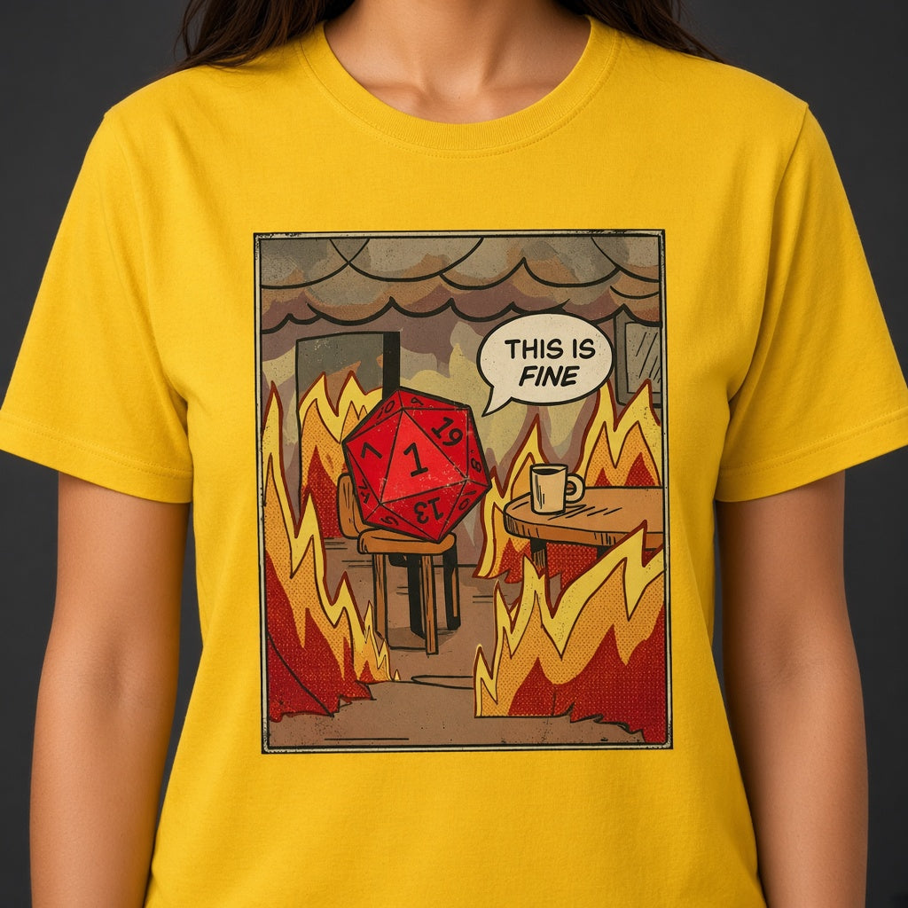 This Is Fine Funny D&D D20 T-Shirt