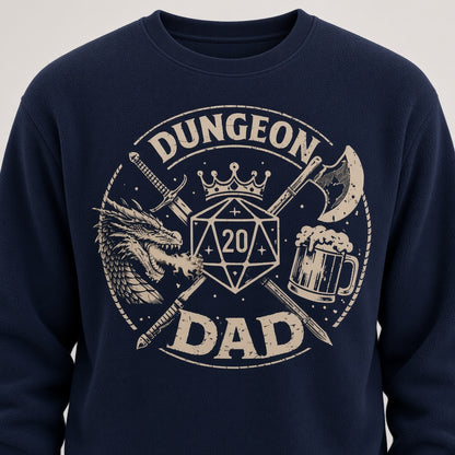 Dungeon Dad Funny D&D D20 Sweatshirt