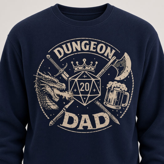 Dungeon Dad Funny D&D D20 Sweatshirt