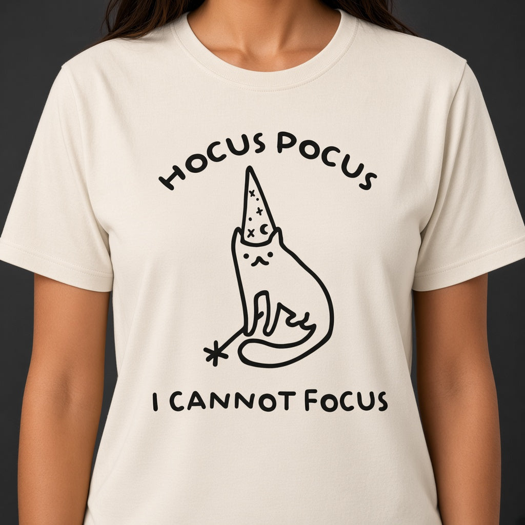 Hocus Pocus I Cannot Focus Funny Cat T-Shirt