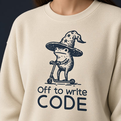 Funny Frog Sweatshirt for Programmers, Off to Write Code