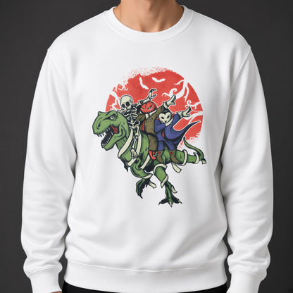Monsters on dinosaur sweatshirt, funny sweatshirt, graphic shirts, unisex tshirt, printed sweatshirt