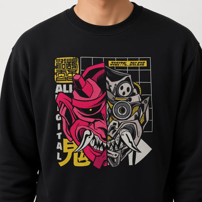 Japanese demon cyborg sweatshirt, funny sweatshirt, graphic shirts, Anime unisex tshirt