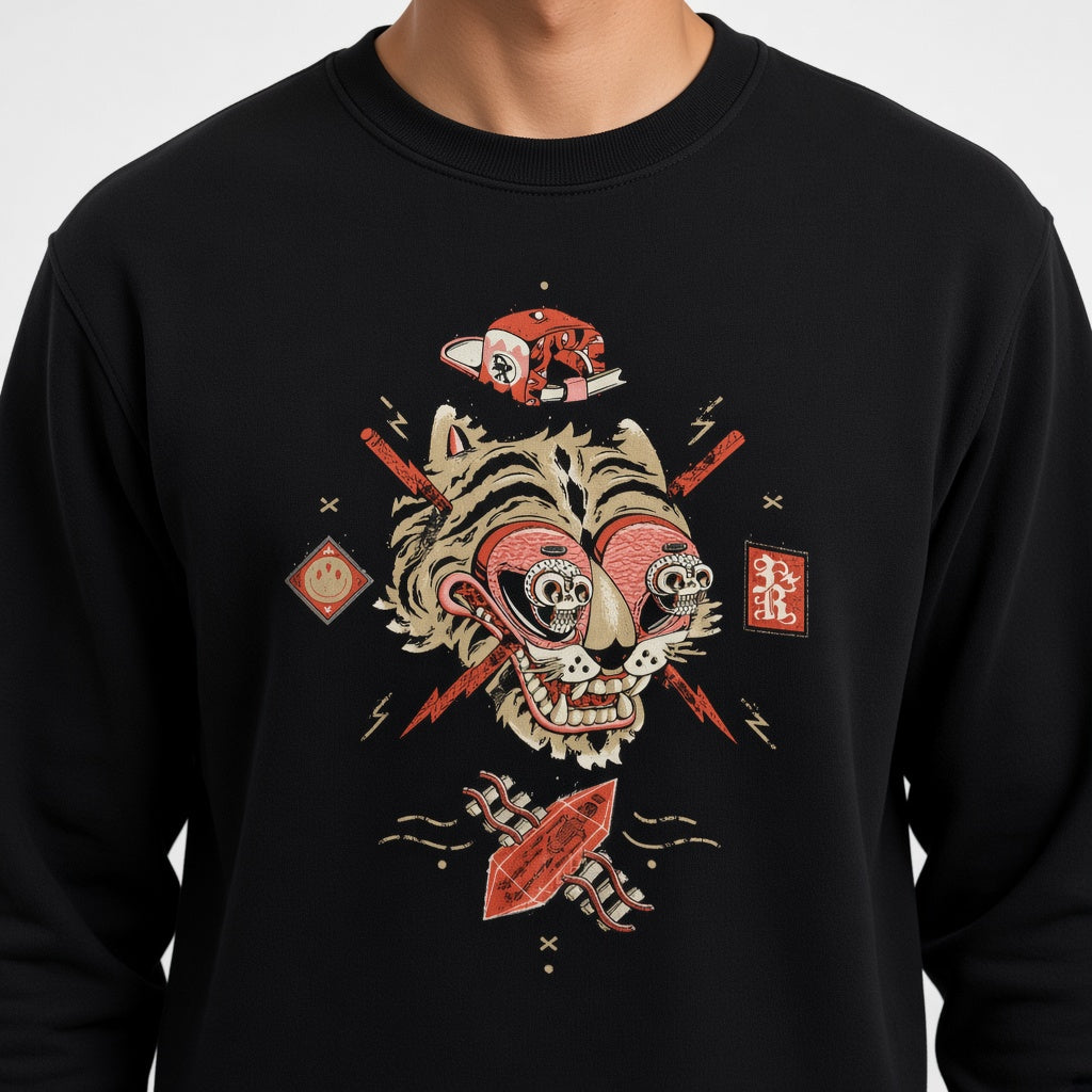 Crazy tiger sweatshirt, funny sweatshirt, graphic shirts, unisex tshirt, printed sweatshirt