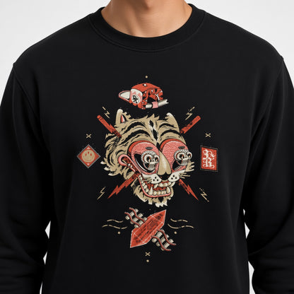 Crazy tiger sweatshirt, funny sweatshirt, graphic shirts, unisex tshirt, printed sweatshirt