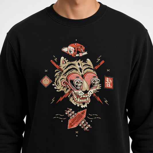 Crazy tiger sweatshirt, funny sweatshirt, graphic shirts, unisex tshirt, printed sweatshirt