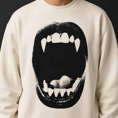 Vampire Fangs Scream Mouth Funny Halloween Sweatshirt