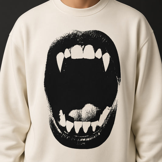 Vampire Fangs Scream Mouth Funny Halloween Sweatshirt