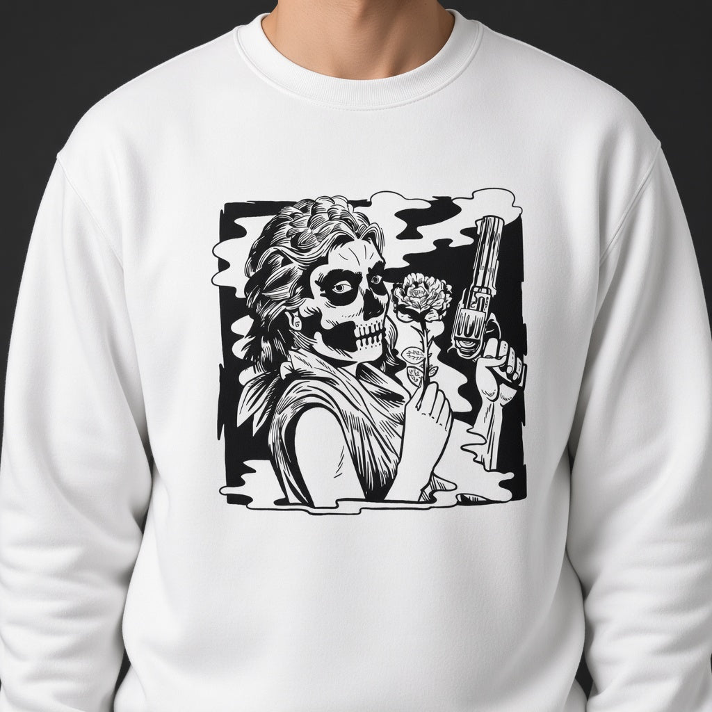 Girl with a gun sweatshirt, funny sweatshirt, graphic shirts, unisex tshirt, printed sweatshirt
