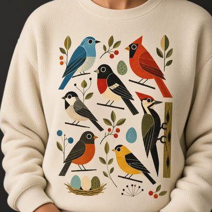 Retro Backyard Birds Sweatshirt for Bird Watchers