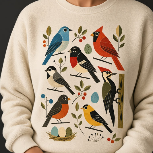 Retro Backyard Birds Sweatshirt for Bird Watchers