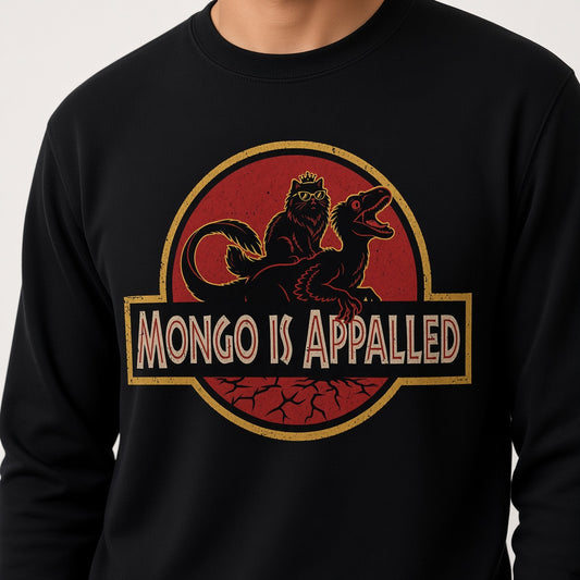 Mongo Is Appalled Funny Cat Riding Dinosaur Sweatshirt